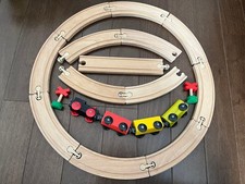 wooden train toy rail set red yellow green with car IKEA 989c19