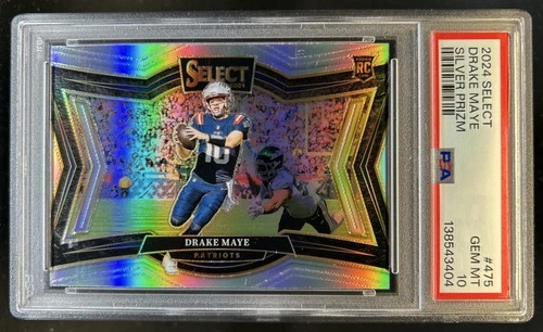 2024 Panini Select Drake Maye Field Silver Prizm Rookie RC #475 Patriots PSA 10