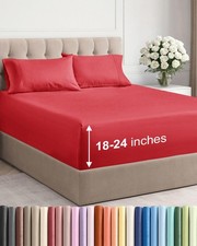 Extra Deep Queen Sheet Set - 4 Piece Breathable  Cooling Bed Sheets - Easily...