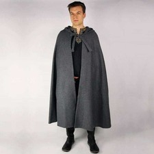 Men's Gray Wool Cloak Cape Coat