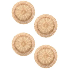 4 Pcs Bamboo  Plate Holder - 10 Inch Round Woven Plate Holder, Reusable 7101