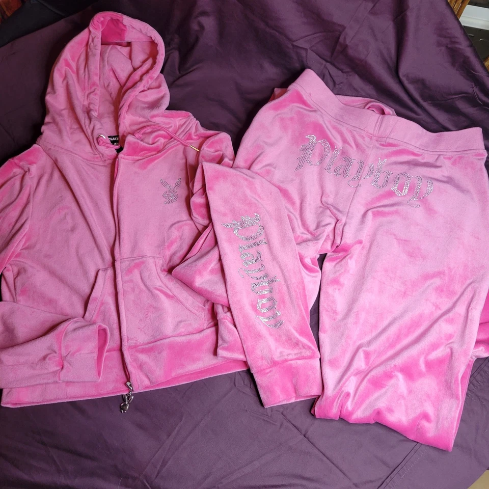 Playboy Vintage Y2k Hot Pink, Valor Med pants and Lg jacket. Soft Cozy Comfy - Image 2 of 4