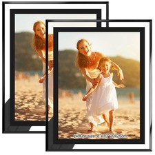 8x10 Picture Frames Black - Set of 2, HD Real Glass 8 by 10 Photo Frame for T...