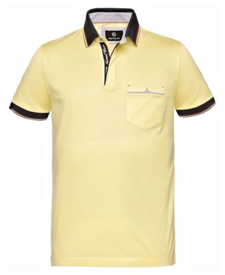 Poloshirt merceresiert gelb marine rot mit Reißer und Brusttasche Impulso Italy