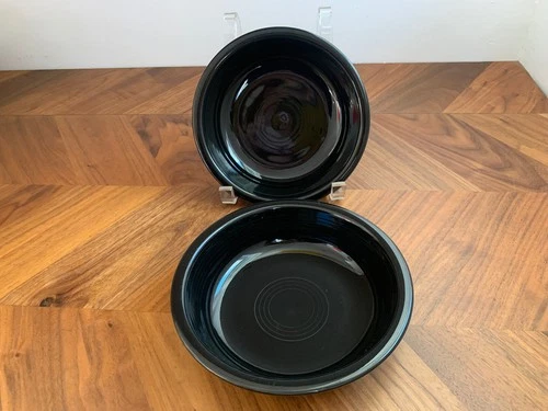 Set of 2 Vintage Black Fiesta Ware Cereal Bowls 7" USA