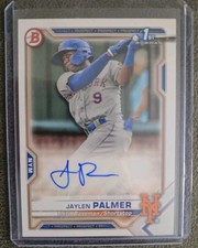 2021 BOWMAN PAPER PROSPECT JAYLEN PALMER AUTOGRAPH CARD METS CUBS