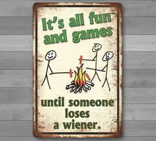 It's All Fun And Games 8 x 12 Vintage Novelty Metal Sign Made In USA New!