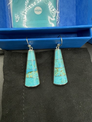 #ad Jay King Mine Finds Turquoise Inlay Dangle Earrings 925 Sterling Silver NIB HSN $59.99