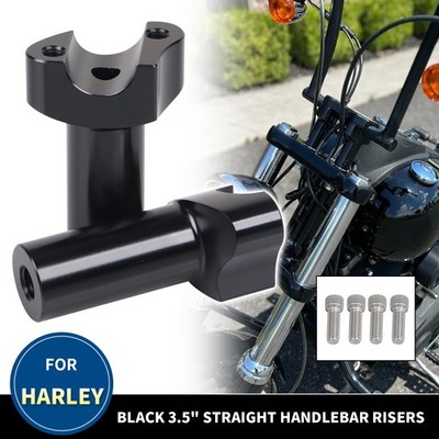 Black 3 1/2'' Straight Handlebar Risers For Harley Heritage Softail Night Train