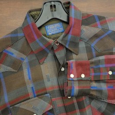 Vtg Pendleton Wool High Grade Western Wear Plaid Pearl Snap Shirt Mens M USA