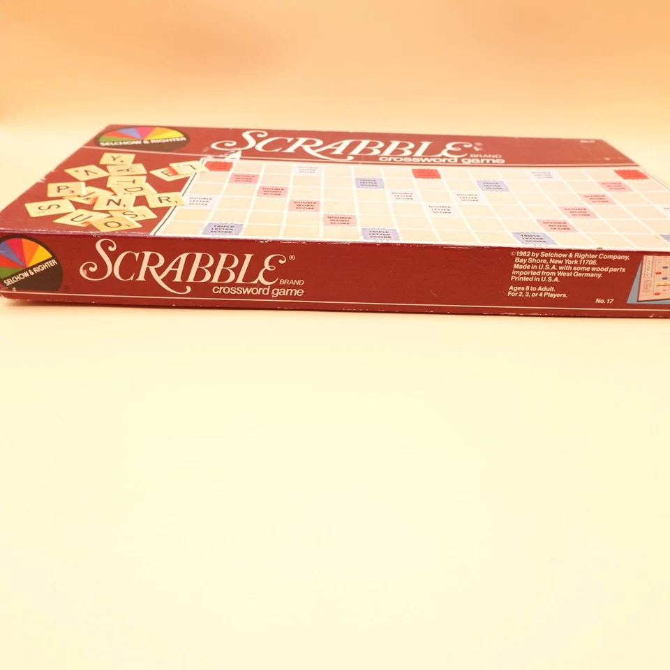 Vintage 1982 Scrabble Board Game Selchow & Righter Wood Tiles Complete USA - Image 2 of 4