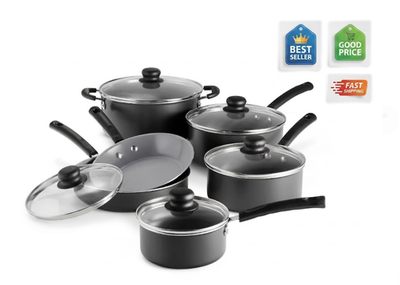 #ad Primaware Ceramic Cookware Set 10pc Nonstick Pots and Pans Kitchen $56.99