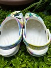 CROCS Blue Pink Yellow Splashed EUC Shoes NATURE GARDEN Buttons Women's Size 6 — photo 5