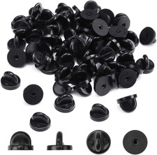 50pcs Black Butterfly Pin Backs Rubber Clutch Fasteners Lapel Tie Tack Caps