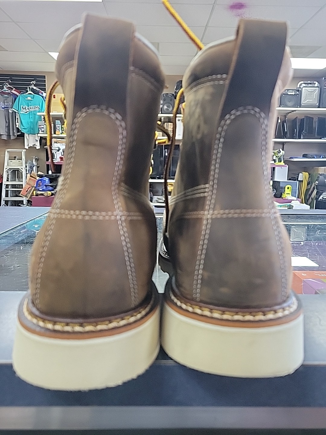 Thorogood Men's Brown Leather Moc Toe Safety Work Boots Size 9.5 D Made in USA 