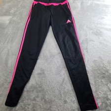 Adidas Womens Track Pants Black Pockets Elastic Waist Size Small