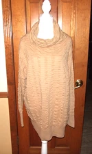PLANET by LAUREN G Tan textured pullover sweater w/cowl neck. One Size Fits Most