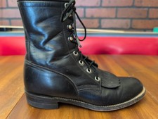 VTG Justin Kiltie Lace Up Leather Boots Women s Sz 6.5 B Combat Black Tombstone