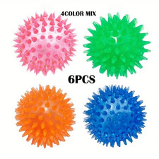 6Pcs Squeaky Dog Toys Soft Spiky Dog Balls Cleans Teeth and Promotes Gum Health 