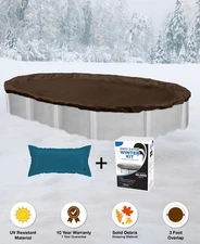 12'x21' Oval Above Ground Winter Pool Cover + 4x8 Air Pillow + Winterizing Kit ~