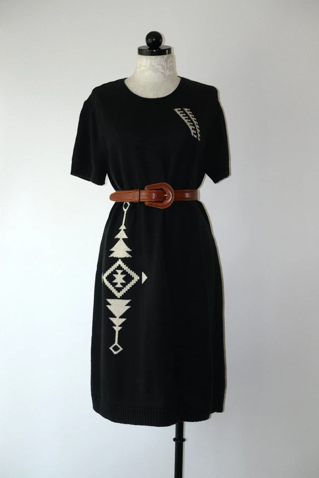 Lauren Ralph Lauren Black Southwest Aztec Navajo Knit Sweater Dress Women XL - Image 4 of 4