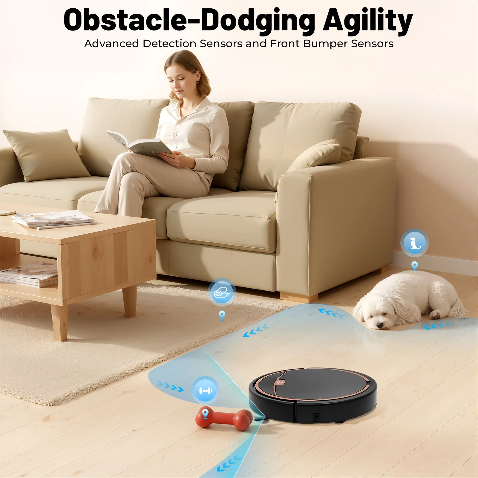 3-In-1 Robot Floor Vacuum Cleaner Sweeping Robot Vacuum Sweeper w/ Water Tank