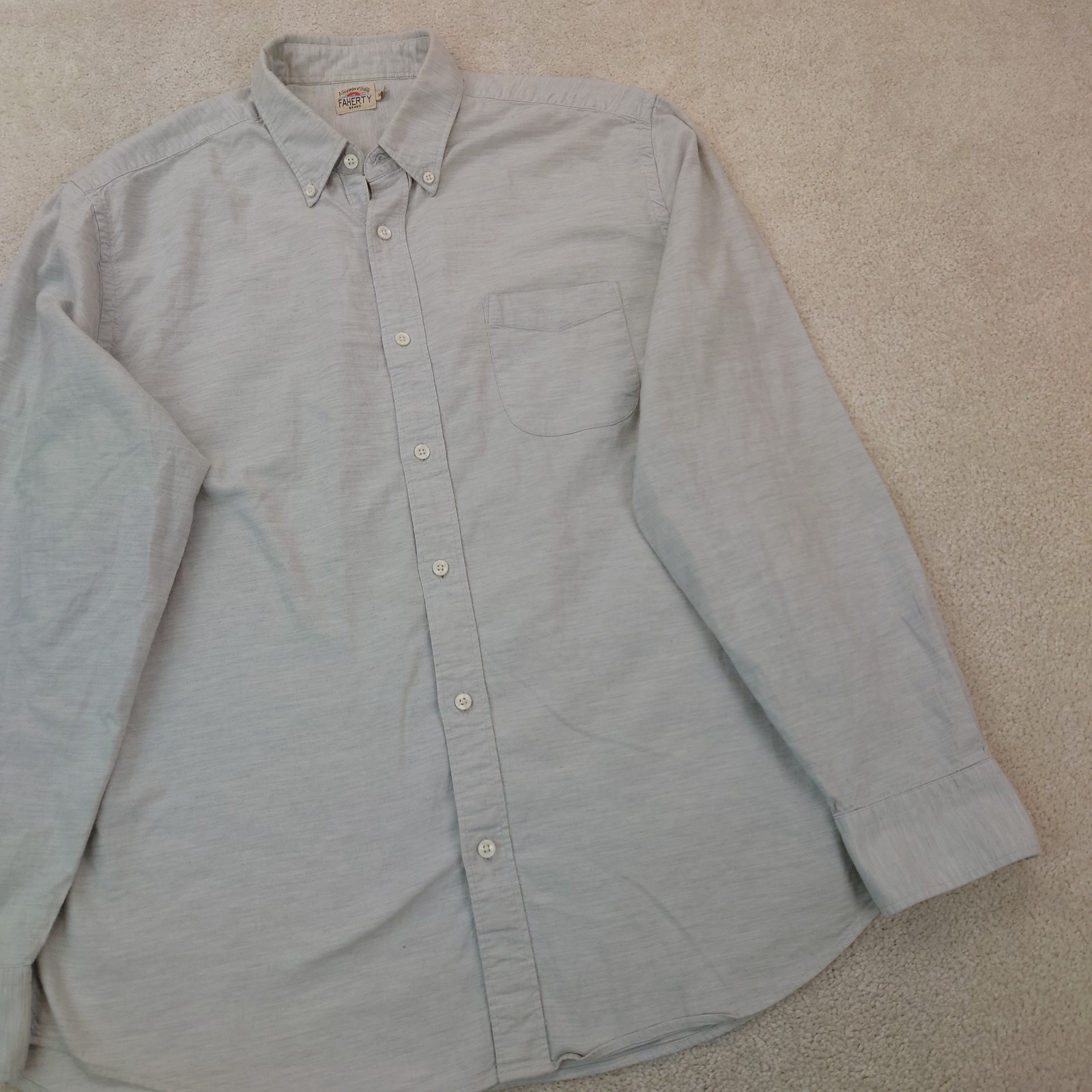 Faherty Button Down Long Sleeve Pocket Shirt Gray… - image 3