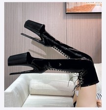 26cm Stiletto Heel Women Pole Dance Nightclub Over The Knee Boots Patent Leather