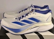 adidas Women's Size 7 Adizero Boston 12 Marathon Running Shoe, White/Blue