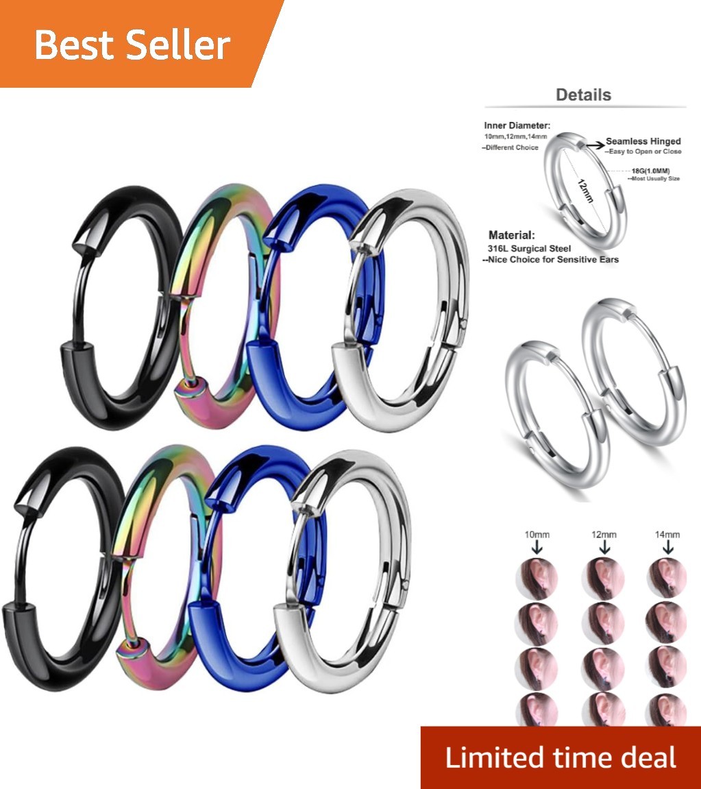 Versatile Unisex Titanium Steel Hoop Earrings Set – Perfect for Sensitive Ears