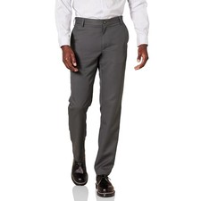 AMAZON ESSENTIALS MEN'S SLIM-FIT FLAT-FRONT DRESS PANT DARK GRAY SIZE: 31" x34"