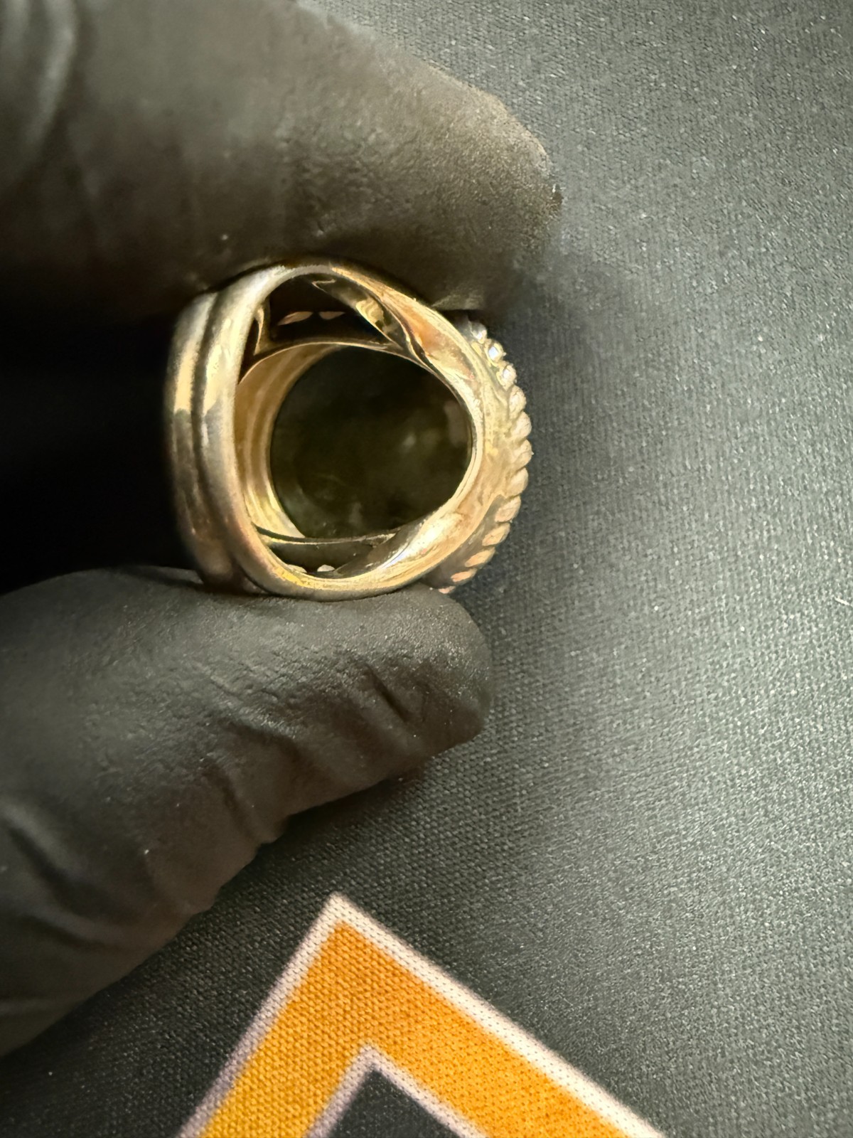 Sterling Silver Statement Ring w/ Large Faceted G… - image 3