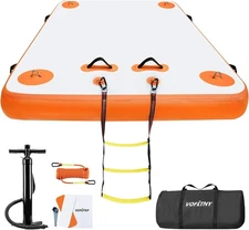 VOFiTNY Inflatable Floating Dock Swim Air Platform Island Raft Mat 10' x 6' 6"
