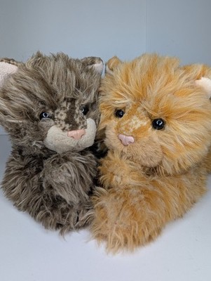 Set 2 Russ Berrie Realistic ABBY Orange & Brown Cat Striped Tabby Plush Sierra