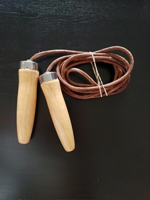 Leather Jump Rope With Bearing Wood Handles 9'8'' Pro Athletic, Exercise Training