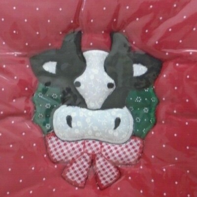 Sarah Lynn's Country Store Handcrafted Christmas Floral Cow Hot Pad 11 1/4''