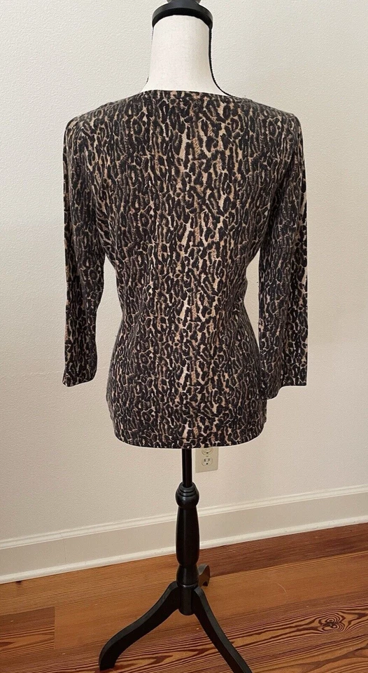 Cárdigan Classiques Entier Estampado Animal Seda Cachemira Talla L Abotonable Foto 2 de 4