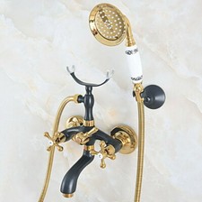 Black Gold Wall Mount Clawfoot Bathroom Tub Faucet Hand Shower Mixer Tap Zna585