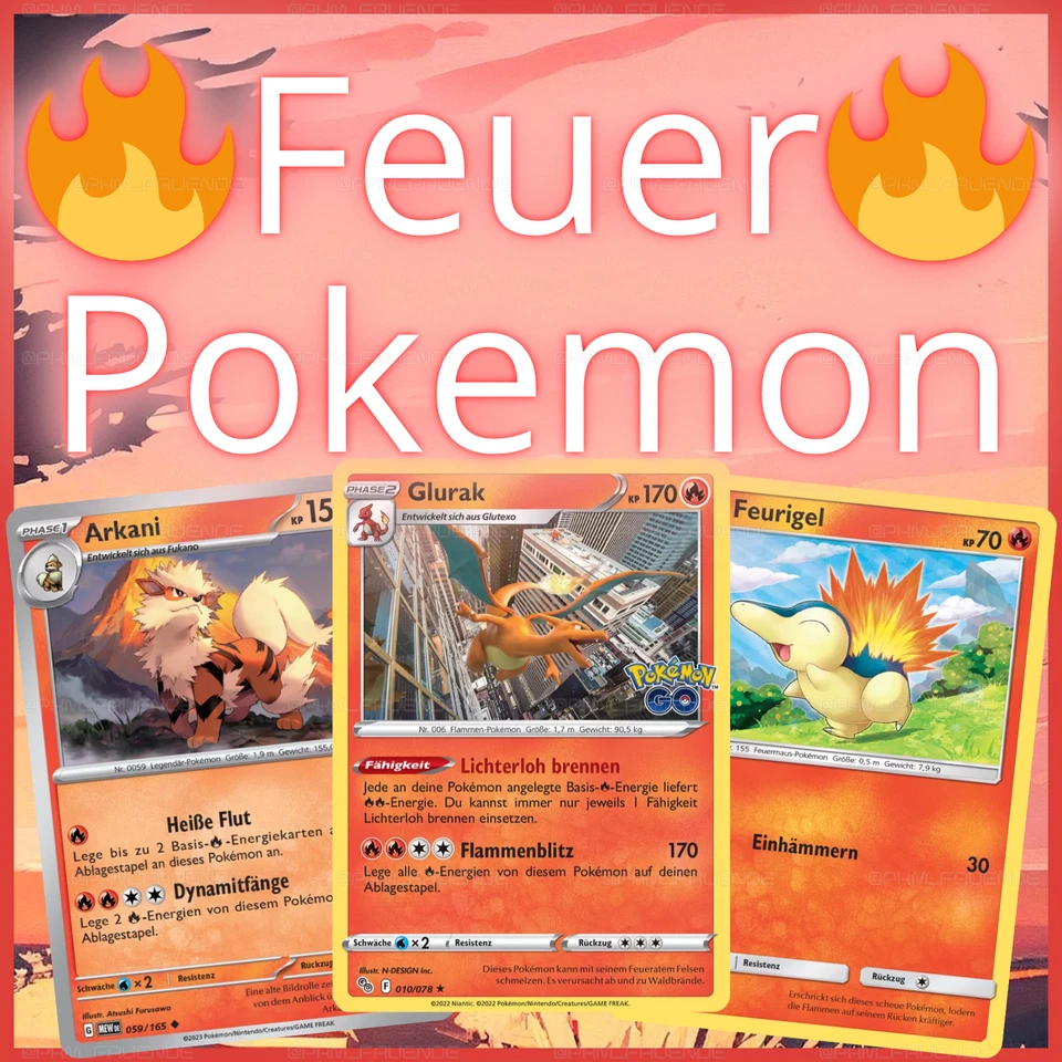 Pokemon Karten 🎁Geschenk 🔥Typ Feuer 🇩🇪Deutsch Sammlung 50 100 Stück