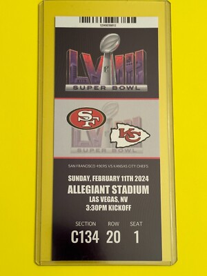 2024 SUPER BOWL LVIII 58 NFL Replica Ticket Las Vegas SF