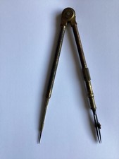 ANTIQUE J PARKES & SON ARCHITECT DRAUGHTSMAN BRASS / STEEL COMPASS DIVIDERS RARE