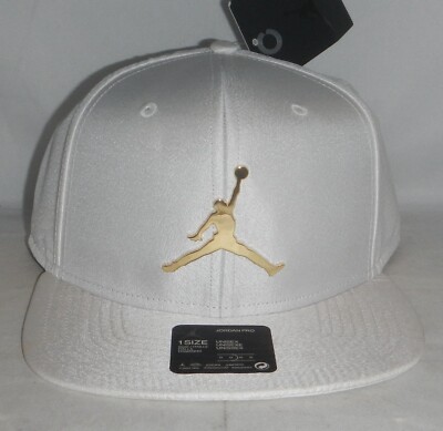 Nike Michael Air Jordan Pro White w/ Gold Jumpman Logo Elephant Print Hat  Cap