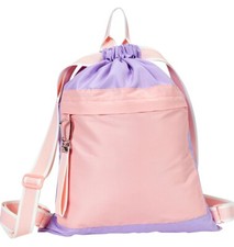 Thirty One Essential Cinch Backpack : Rose Pink  Purple Color block - NEW