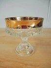 KINGS CROWN LARGE COMPOTE/CANDY DISH W GOLD BAND - INDIANA GLASS