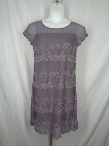 Sundance Silk Chiffon Dress Size Medium Sheer Purple Embroidered Lightweight