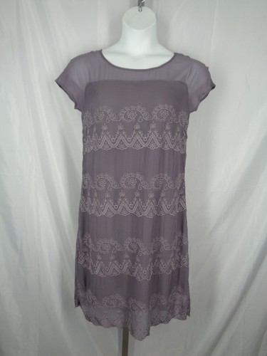 Sundance Purple Embroidered Silk Chiffon Dress Siz