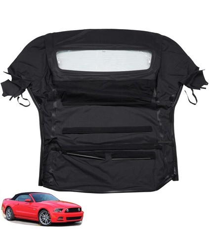 Black Sailcloth Vinyl Convertible Soft Top For Ford Mustang 2005-2014 (Heated Glass Window)