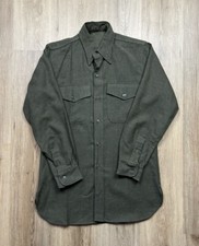 50s VINTAGE Korean War Era Green Wool Field Shirt Size Small Issued Military
