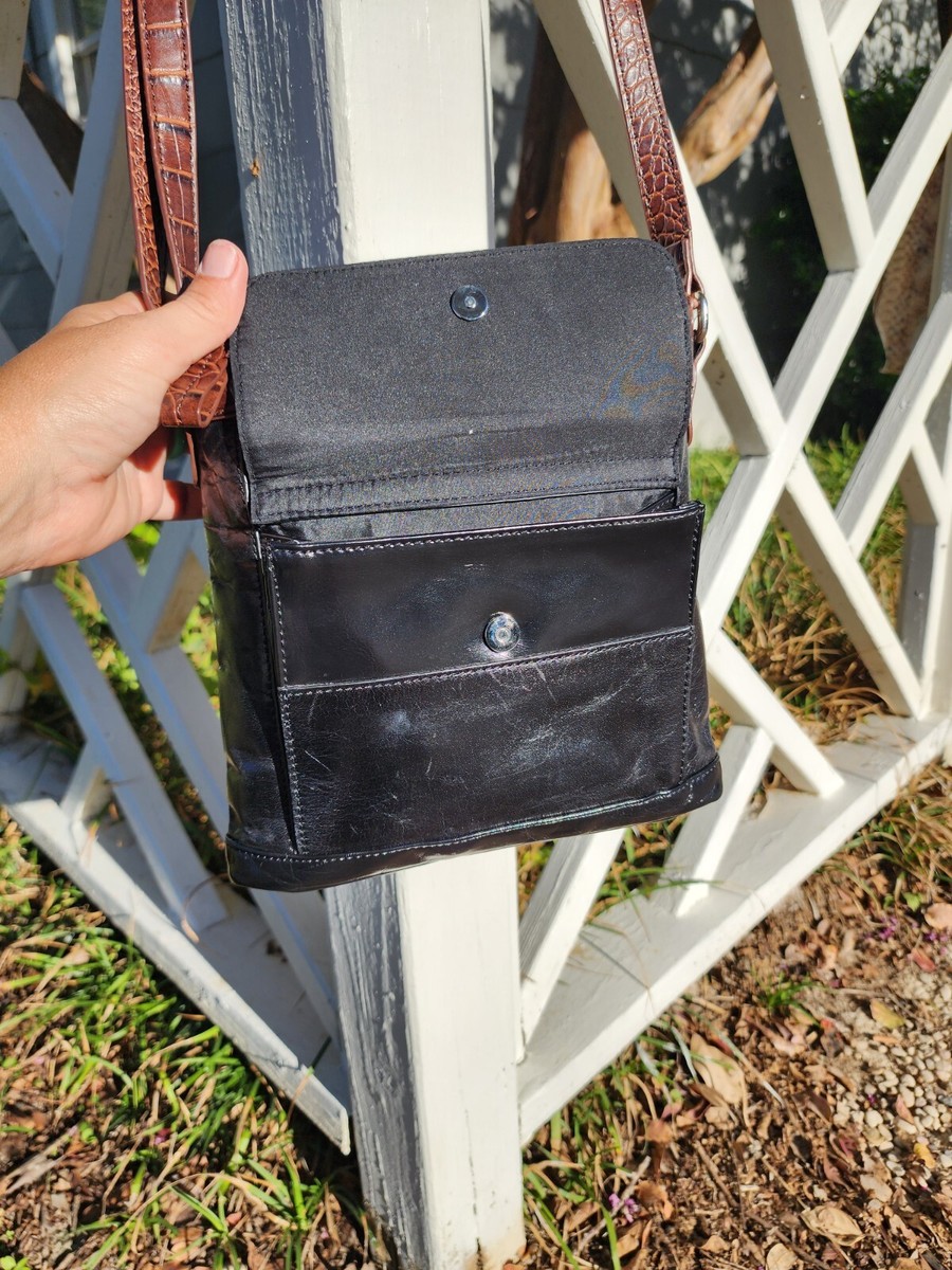 GIANI BERNINI Crossbody Messenger Black Leather Purse Organizer ID