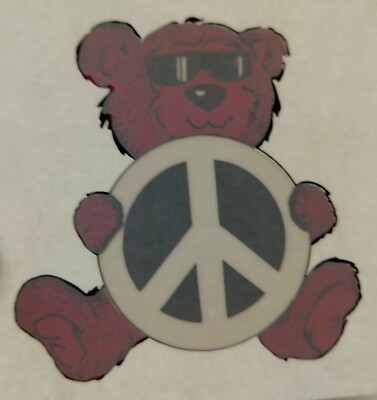 Vntg Grateful Dead Like Bear Wearing Sunglasses w/ Peace Sign